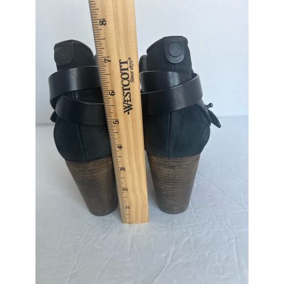 Rag & Bone Black Suede Leather Almond Toe Ankle Bootie Boots Block Heel Sz 11 - Picture 7 of 11